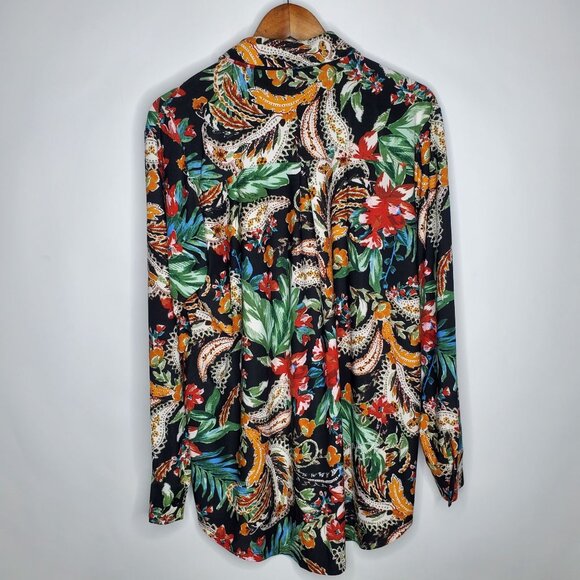 Attitudes by Renee Regular Womens Floral Print Colorful Button Up Blouse Size L - Picture 2 of 9